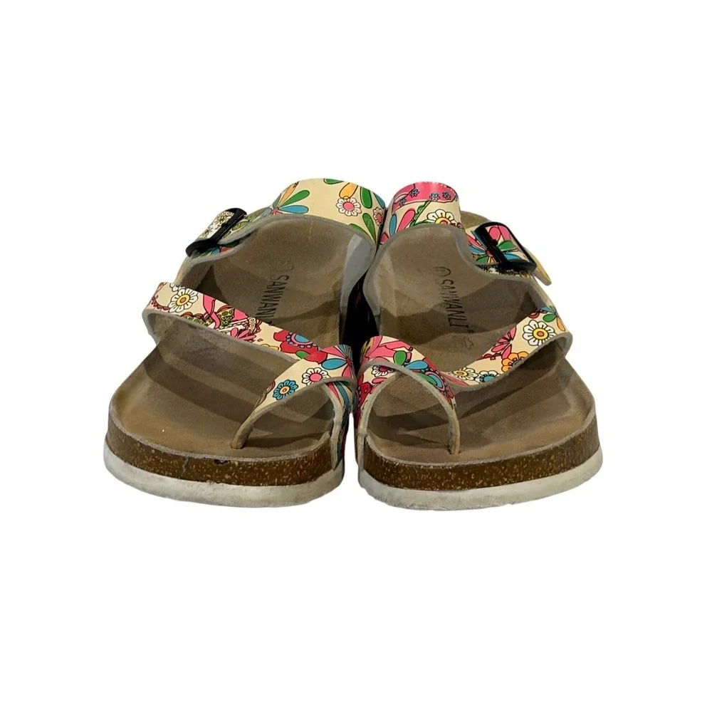 Sanwanli Wedge Sandals Womens‎ 10-10.5 Multicolor Floral Platform Toe Loop